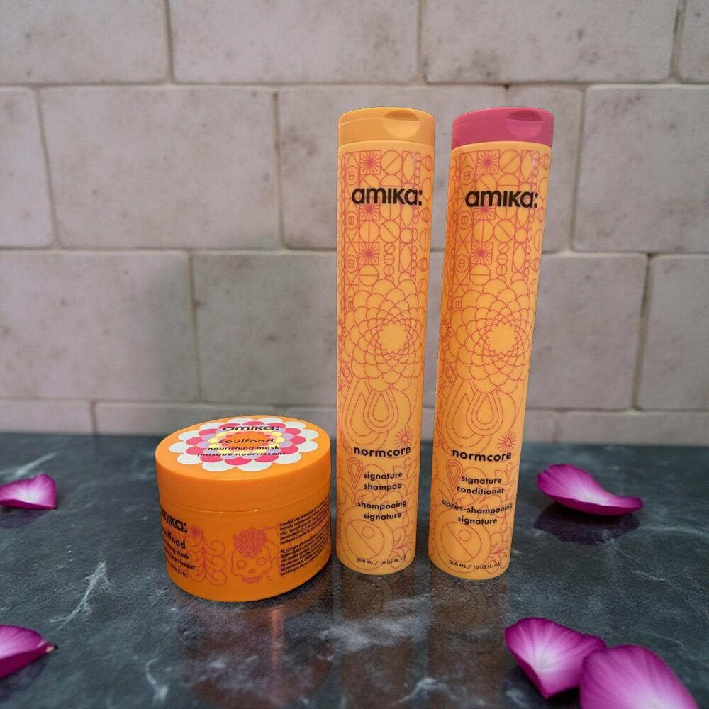 Amika Nourishment Signature Routine Normcore Shampoo Conditioner 10 oz & Mask